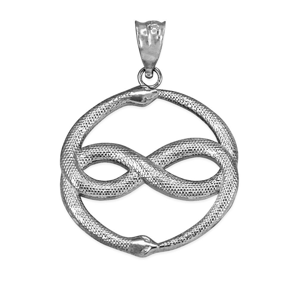 Gold Double Ouroboros Infinity Snakes Pendant Necklace (yellow, white, rose gold, 10k, 14k) Karma Blingz