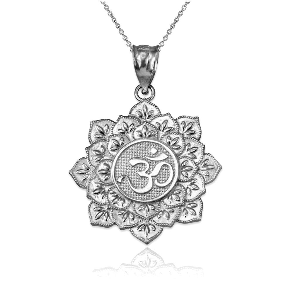 Sterling Silver Om Lotus Mandala Pendant Necklace Karma Blingz