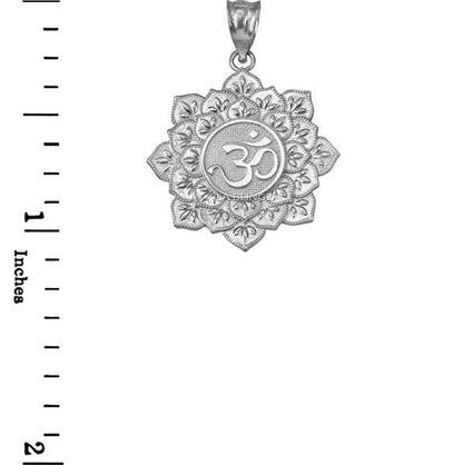 Sterling Silver Om Lotus Mandala Pendant Necklace Karma Blingz