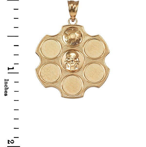Gold Russian Roulette Pendant Necklace (yellow, white, rose gold, 10k, 14k) Karma Blingz