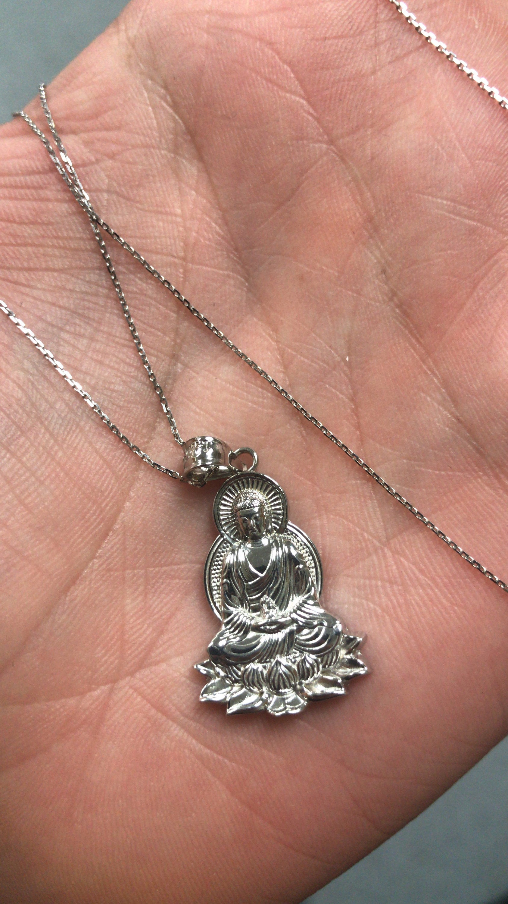 Sterling Silver Lotus Buddha Yoga Pendant Necklace Karma Blingz