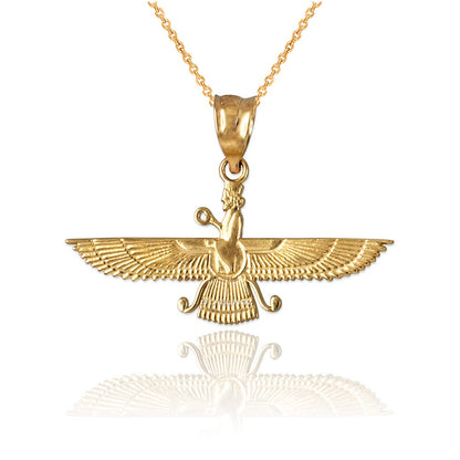 Gold Farvahar Womens Pendant Necklace (yellow, white, rose gold, 10k, 14k) Karma Blingz