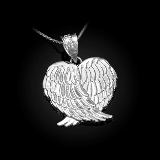 Sterling Silver Angel Wings Pendant Necklace Karma Blingz