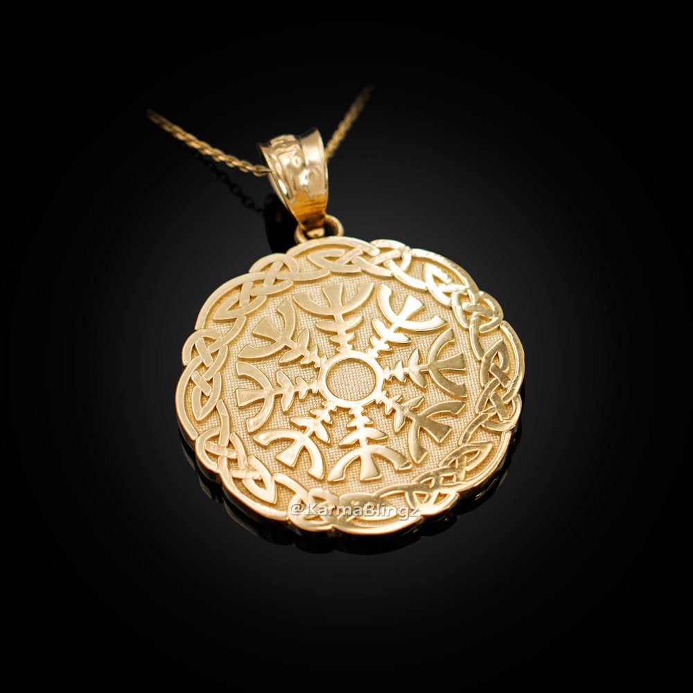 Gold Viking Compass Pendant Necklace (yellow, white, rose gold, 10k, 14k) Karma Blingz