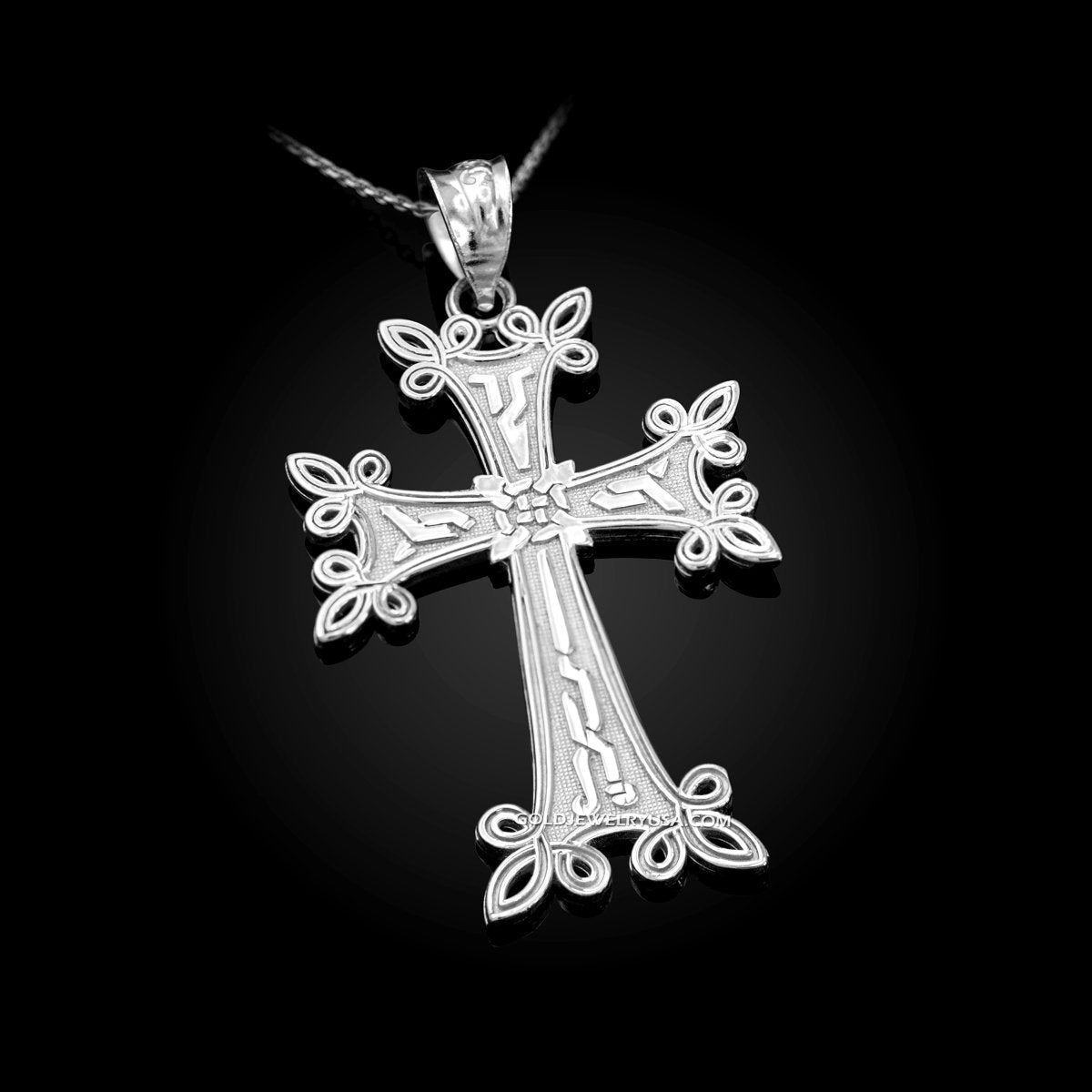 Gold Armenian Reversible Cross Pendant Necklace (yellow, white, rose gold, 10k, 14k) Karma Blingz