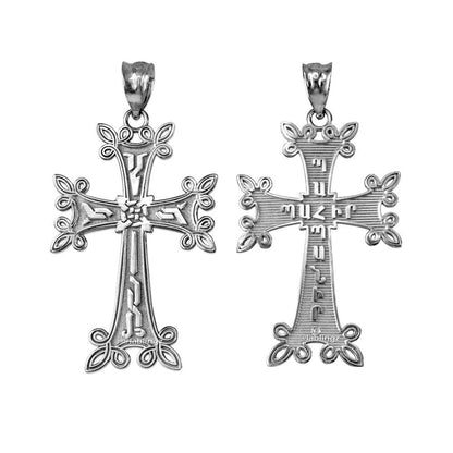 Sterling Silver Armenian Reversible Cross Pendant Necklace Karma Blingz