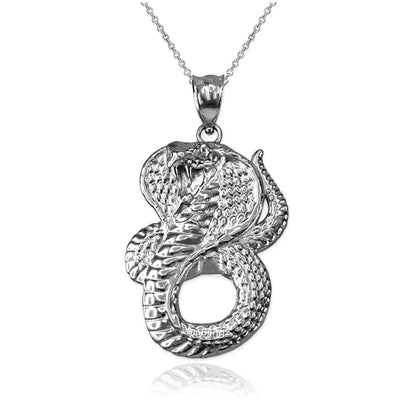 Sterling Silver King Cobra Snake Pendant Necklace Karma Blingz