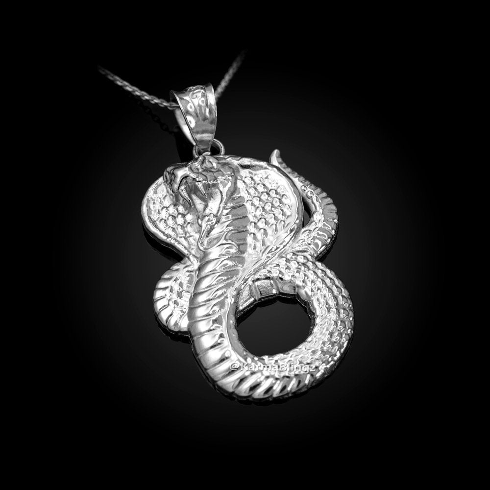 Sterling Silver King Cobra Snake Pendant Necklace Karma Blingz