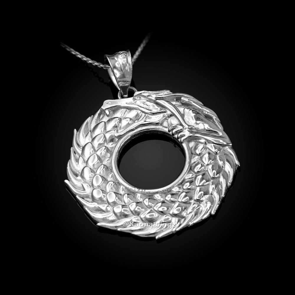 Sterling Ouroboros Ouroboros Dragon Pendant Necklace Karma Blingz