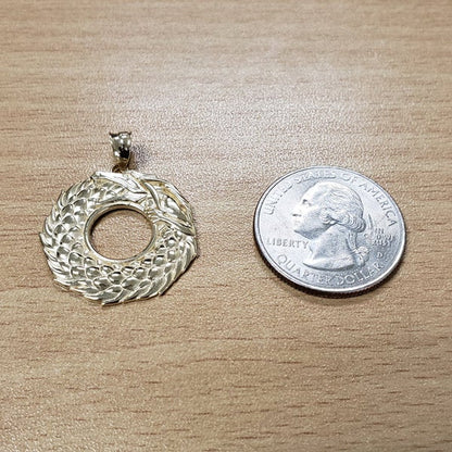 Gold Ouroboros Dragon Pendant Necklace (yellow, white, rose gold, 10k, 14k) Karma Blingz