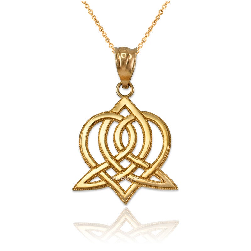 Gold Celtic Heart Women's Pendant Necklace (yellow, white, rose gold, 10k, 14k) Karma Blingz