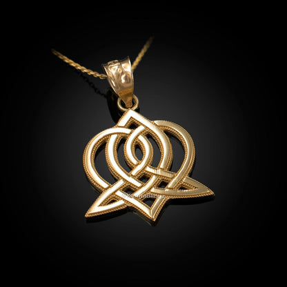 Gold Celtic Heart Women's Pendant Necklace (yellow, white, rose gold, 10k, 14k) Karma Blingz