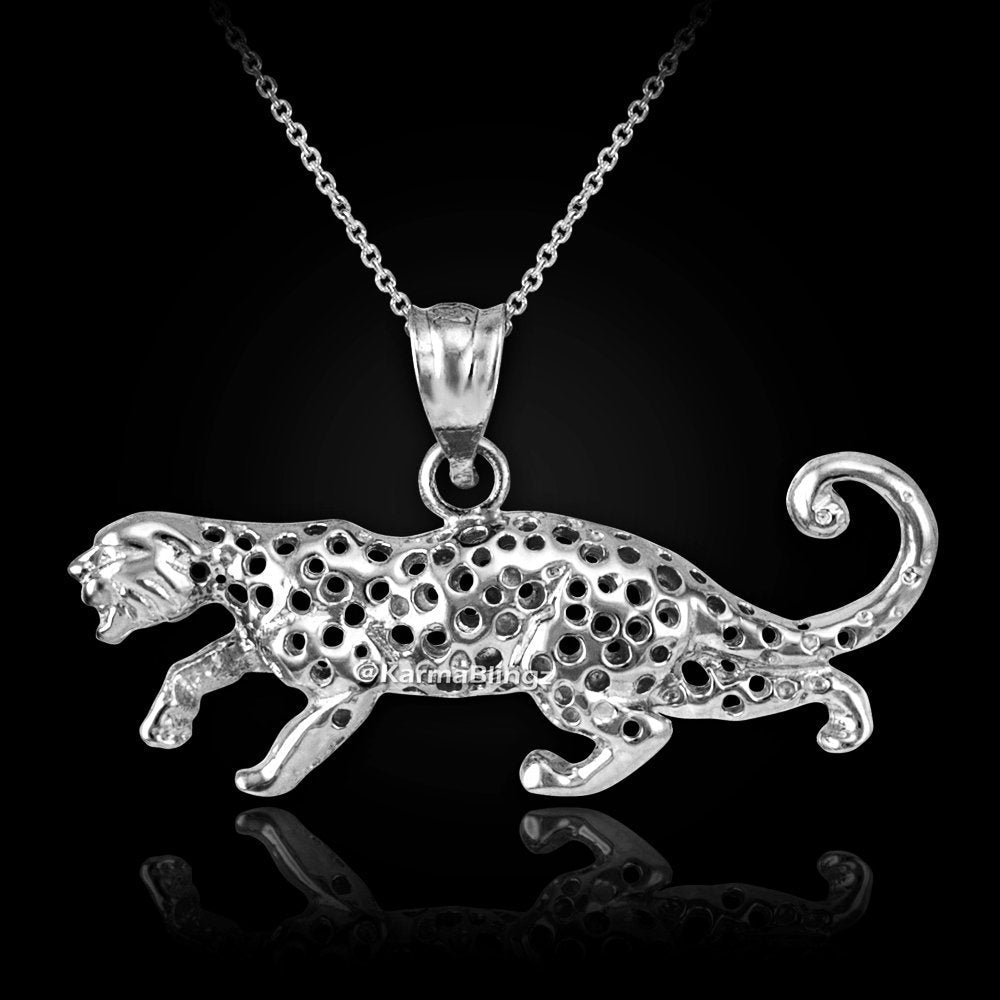 Sterling Silver Cheetah Cat Pendant Necklace Karma Blingz