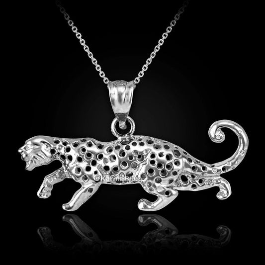 Sterling Silver Cheetah Cat Pendant Necklace Karma Blingz