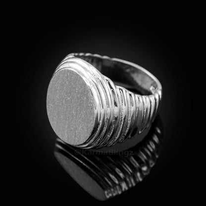 Sterling Silver Men's Oval Signet Ring Karma Blingz