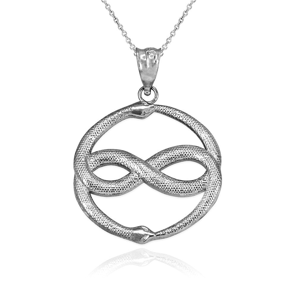 Sterling Silver Double Ouroboros Infinity Snakes Pendant Necklace Karma Blingz