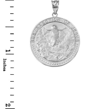 Gold Resurrection of Jesus Round Medallion Pendant Necklace (yellow, white, rose gold, 10k, 14k) Karma Blingz