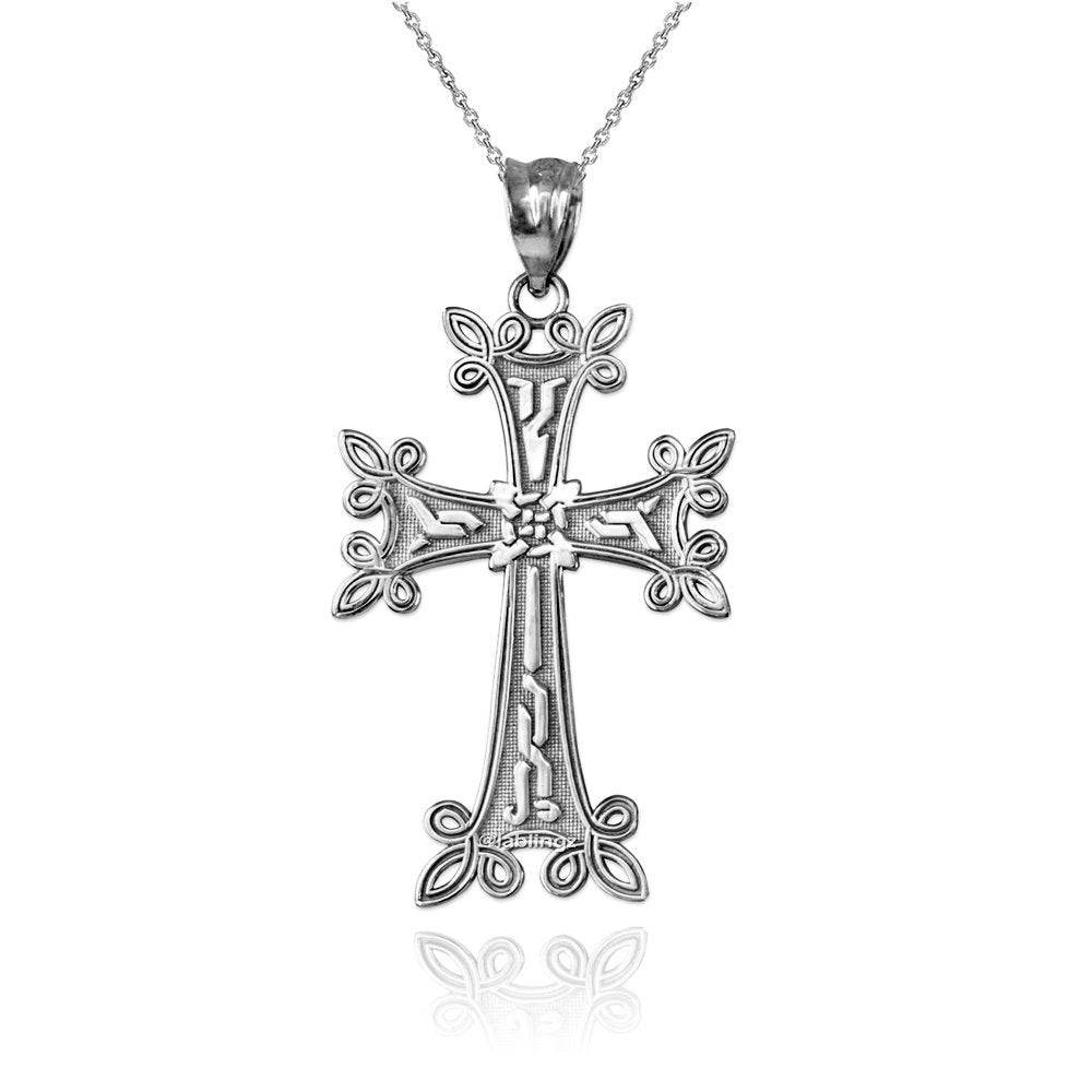 Sterling Silver Armenian Reversible Cross Pendant Necklace Karma Blingz