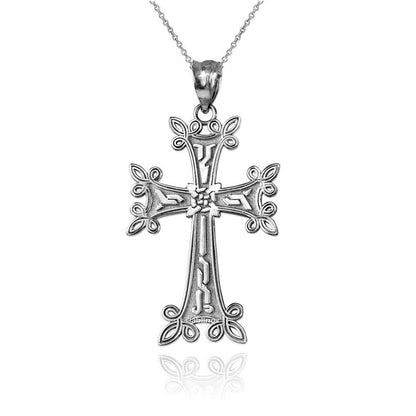 Sterling Silver Armenian Reversible Cross Pendant Necklace Karma Blingz