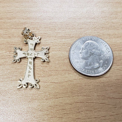 Gold Armenian Reversible Cross Pendant Necklace (yellow, white, rose gold, 10k, 14k) Karma Blingz