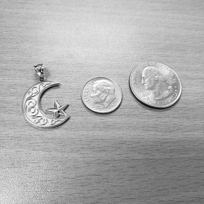 Sterling Silver Islamic Crescent Moon Pendant Necklace Karma Blingz
