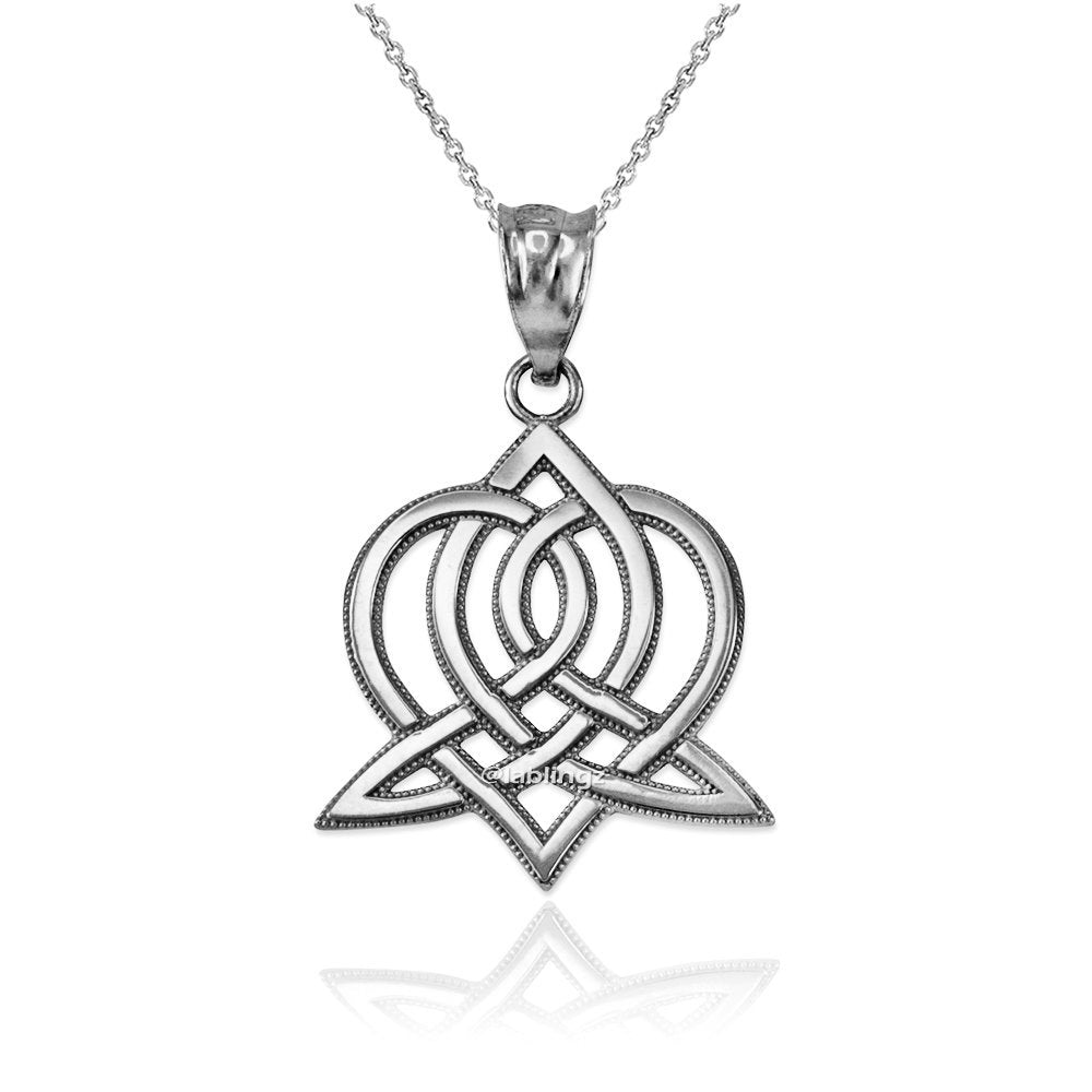 Sterling Silver Celtic Triquetra Heart Pendant Necklace Karma Blingz