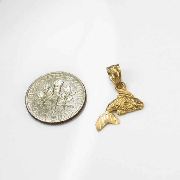 Gold Dainty Goldfish DC Charm Necklace (yellow, white, rose gold, 10k, 14k) Karma Blingz