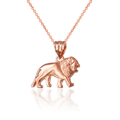 Polished Gold Dainty Lion Charm Necklace (10K, 14K, yellow, white, rose gold) Karma Blingz