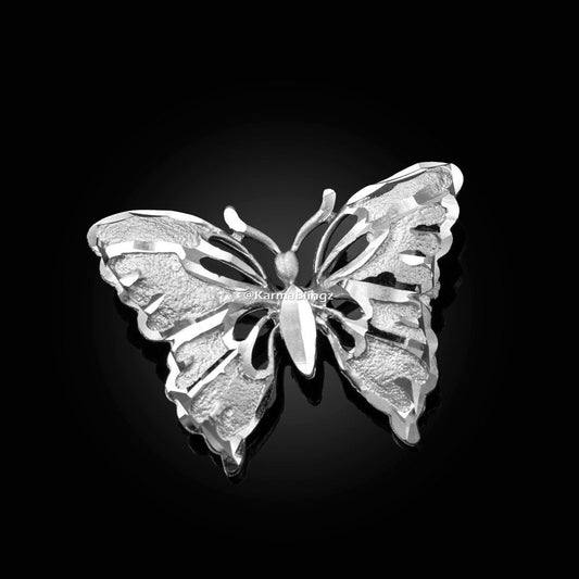Solid Sterling Silver Butterfly DC Pendant Necklace (10K, 14K, yellow, white, rose gold) Karma Blingz