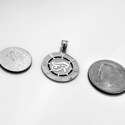 Gold Egyptian Eye of Ra Amulet Pendant Necklace   (yellow, white, rose gold, 10k, 14k) Karma Blingz