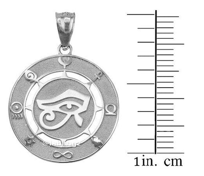Gold Egyptian Eye of Ra Amulet Pendant Necklace   (yellow, white, rose gold, 10k, 14k) Karma Blingz