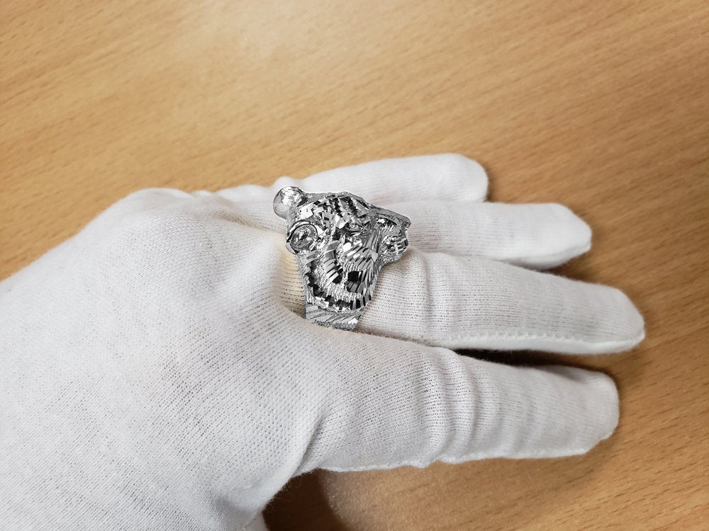 Sterling Silver Tiger Head Mens DC Statement Ring Karma Blingz
