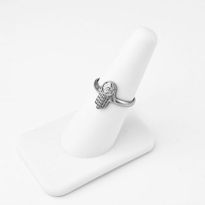 Sterling Silver Hamsa Diamond Star of David Ring Karma Blingz