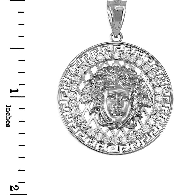 Sterling Silver Medusa CZ Medallion Pendant Necklace Karma Blingz