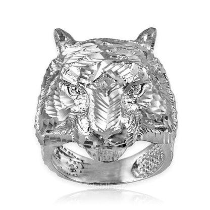Sterling Silver Tiger Head Mens DC Statement Ring Karma Blingz