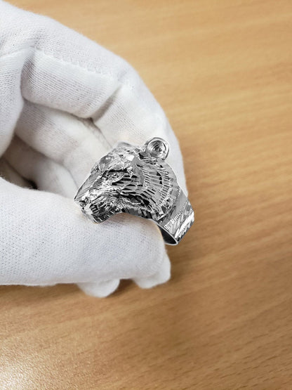 Sterling Silver Tiger Head Mens DC Statement Ring Karma Blingz