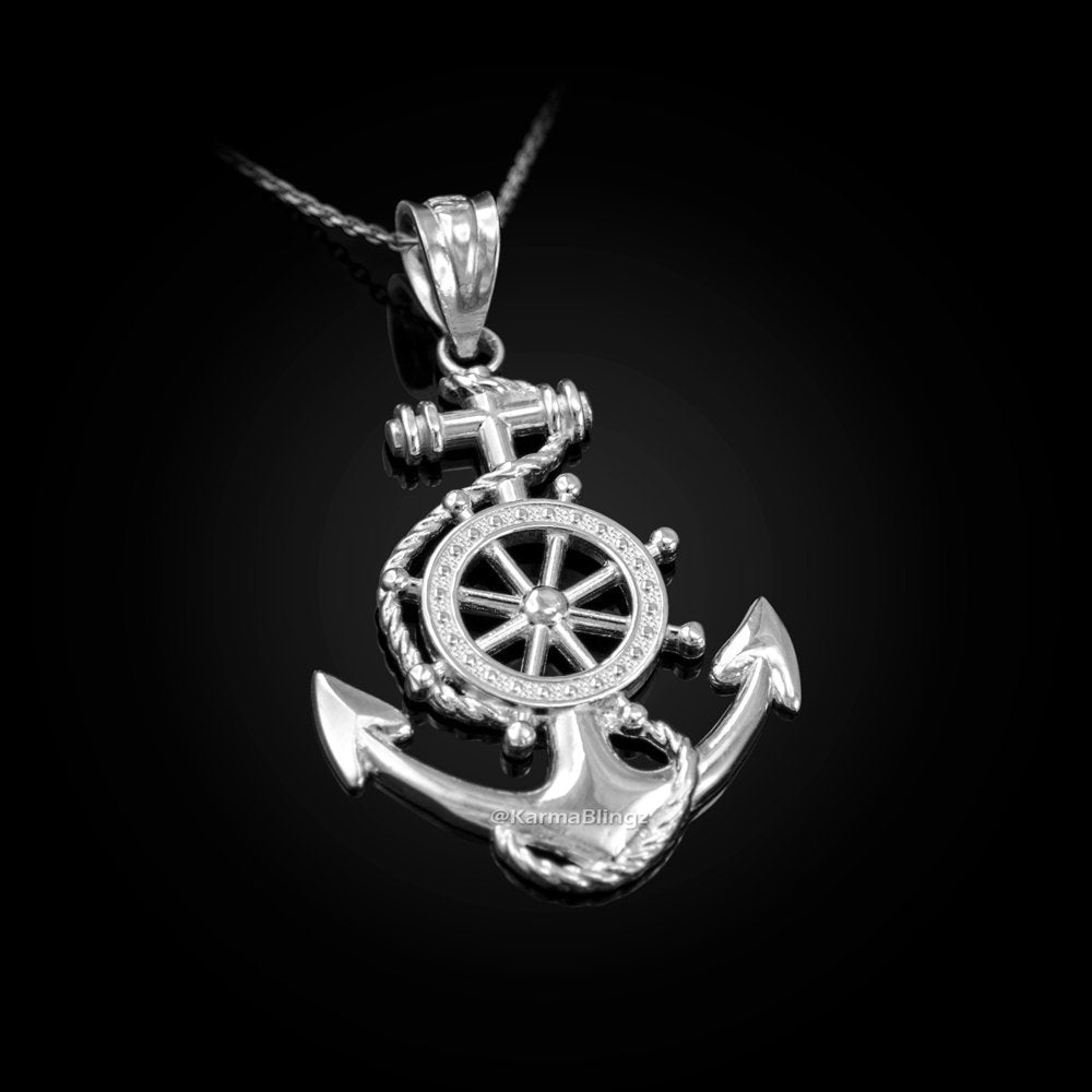 Sterling Silver Nautical Marine Anchor Pendant Necklace Karma Blingz