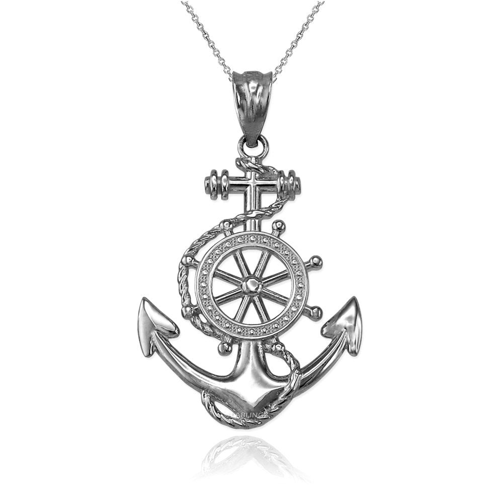 Sterling Silver Nautical Marine Anchor Pendant Necklace Karma Blingz