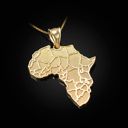 Gold Africa Map African Country Pendant Necklace (10K, 14K, yellow, white, rose gold) Karma Blingz
