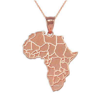 Gold Africa Map African Country Pendant Necklace (10K, 14K, yellow, white, rose gold) Karma Blingz