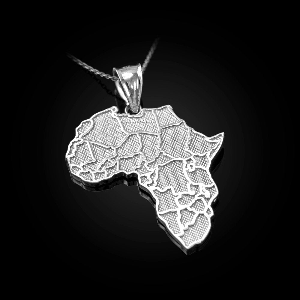 Sterling Silver Africa Map African Country Pendant Necklace Karma Blingz