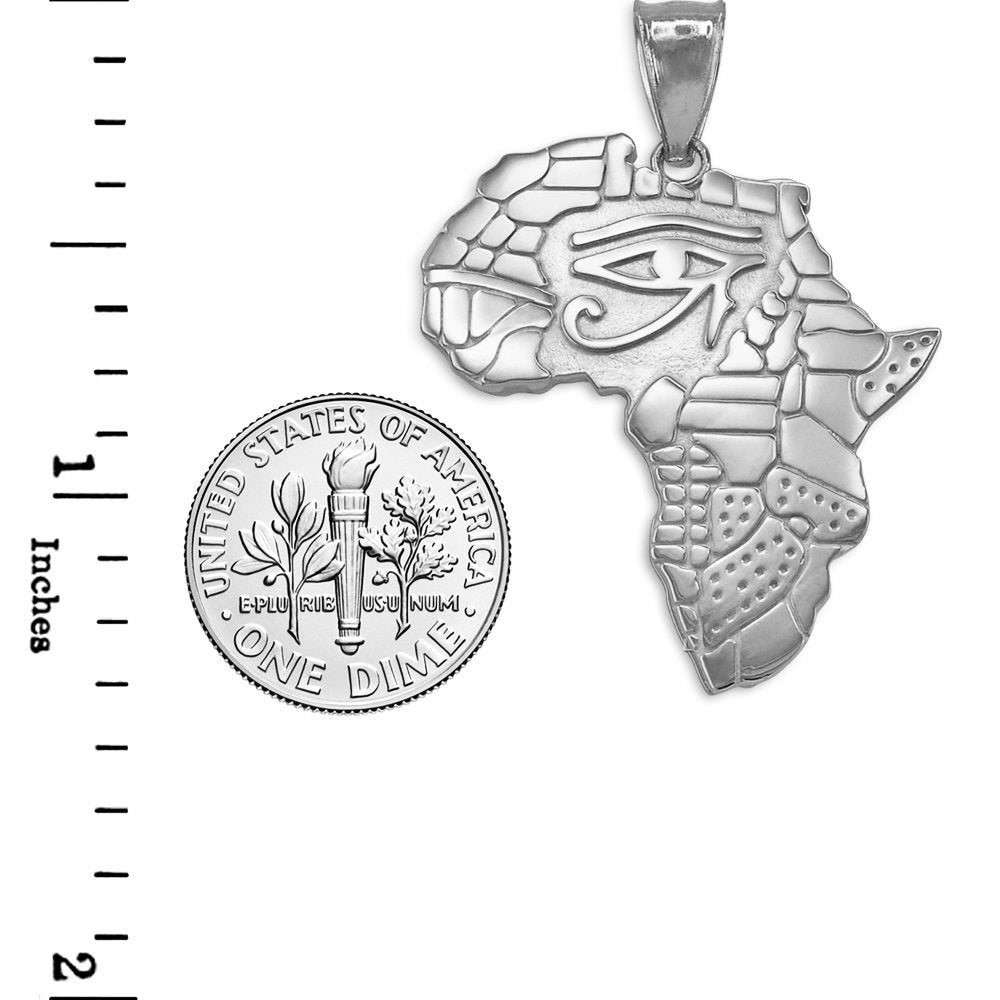 Gold Eye of Horus Africa Map Pendant Necklace (yellow, white, rose, 2-tone gold, 10K, 14K) Karma Blingz
