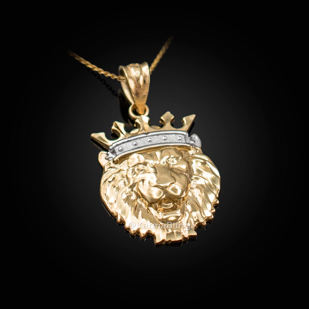 Gold Lion King DC Charm Necklace (10k, 14k, yellow, white, rose gold) Karma Blingz
