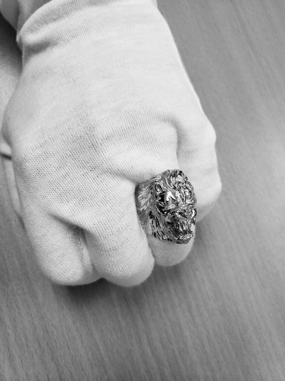 Roaring Lion Men's Sterling Silver Ring Karma Blingz