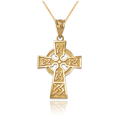 Gold Celtic Cross Charm Necklace (yellow, white, rose gold, 10k, 14k) Karma Blingz