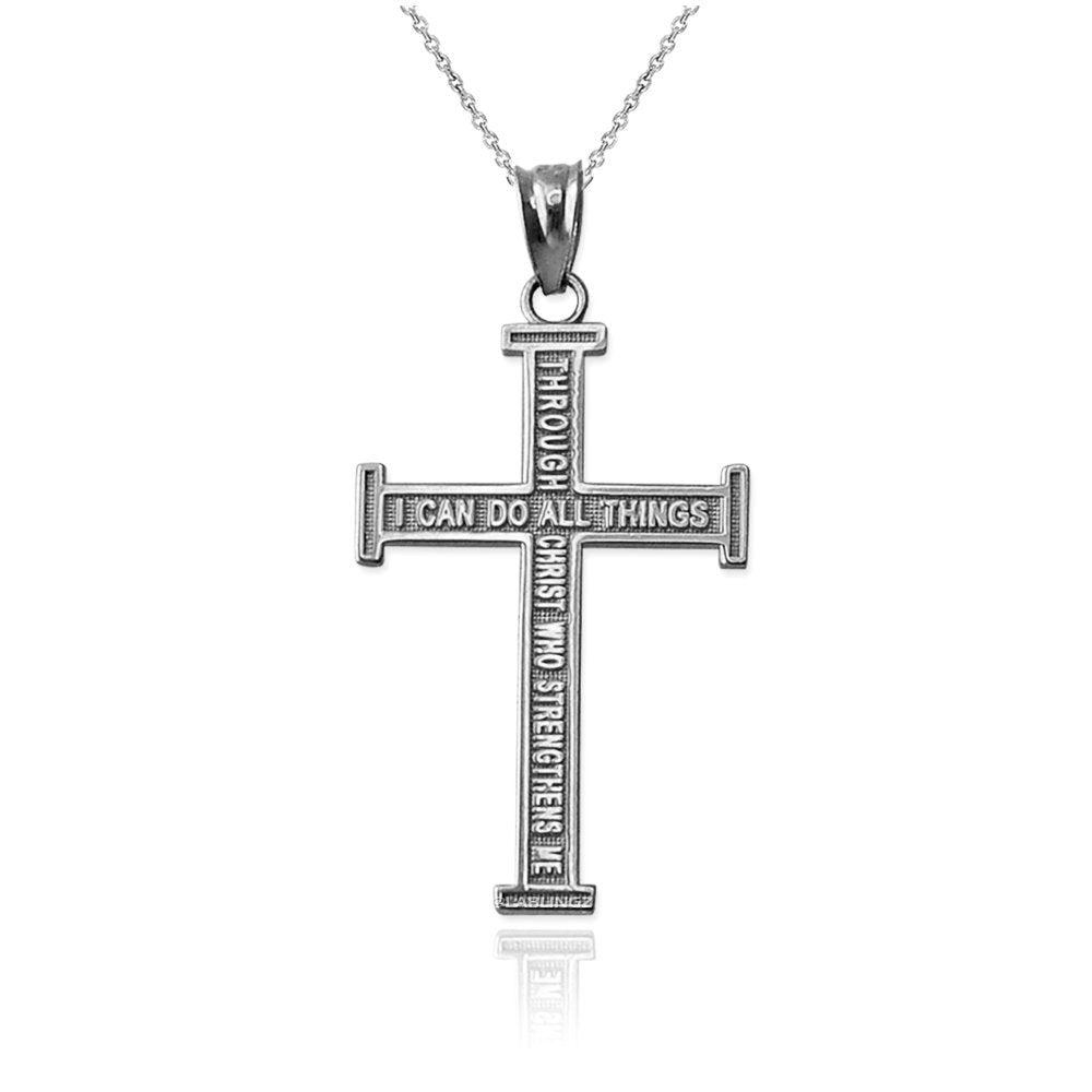 Gold Reversible Christian Cross Pendant Necklace (10K, 14K, yellow, white, rose gold) Karma Blingz