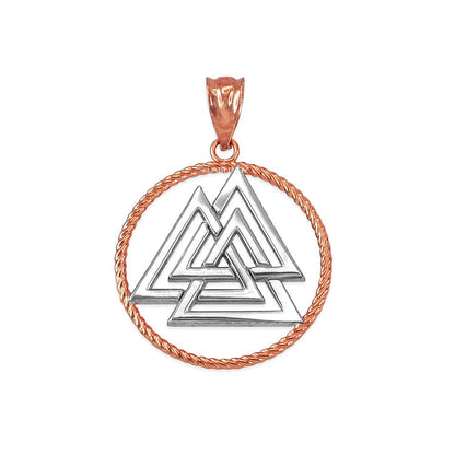 Gold Viking Valknut Pendant Necklace (yellow, white, rose, 2-tone gold, 10K, 14K) Karma Blingz