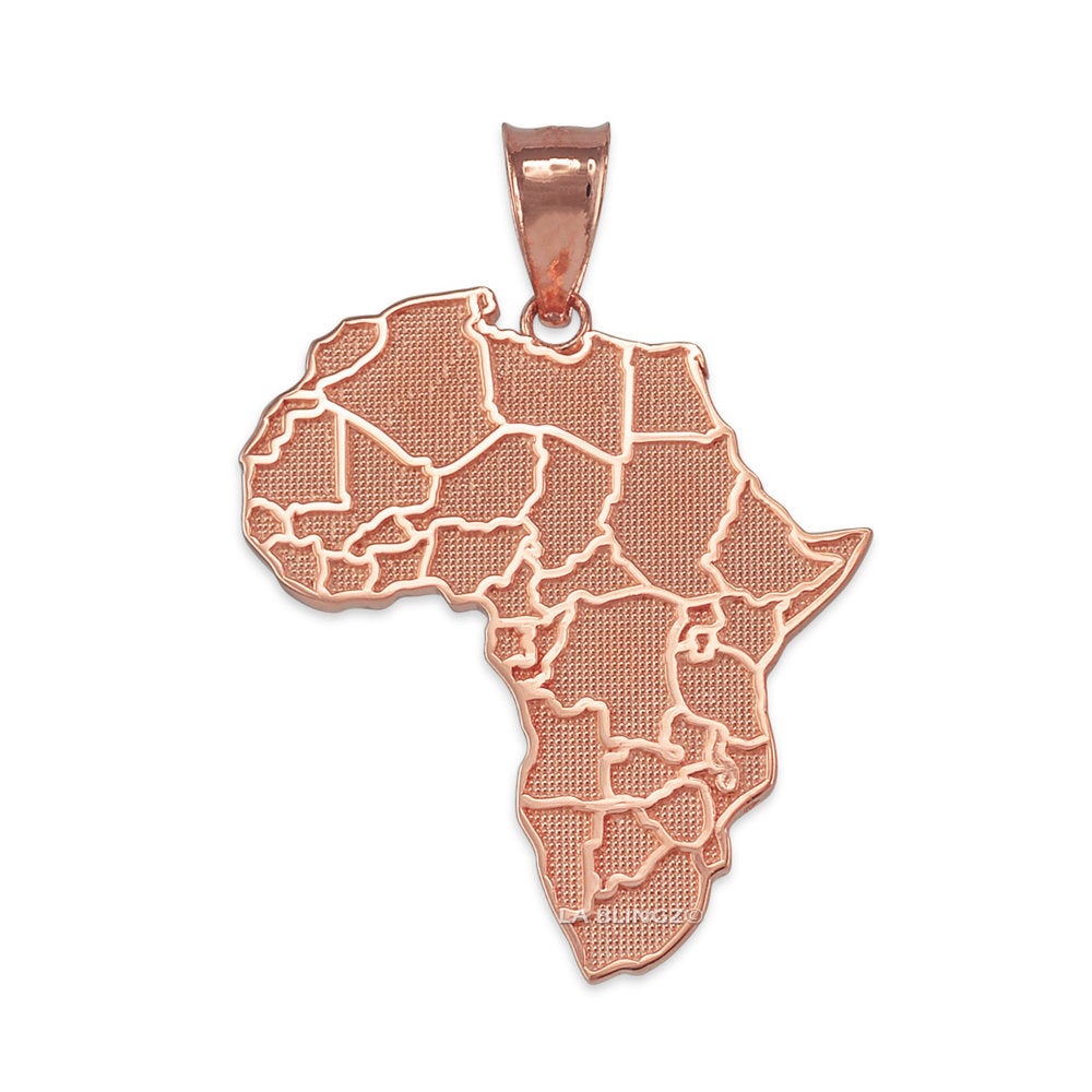 Gold Africa Map African Country Pendant Necklace (10K, 14K, yellow, white, rose gold) Karma Blingz