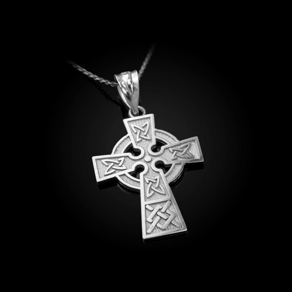 Sterling Silver Celtic Cross Charm Necklace Karma Blingz