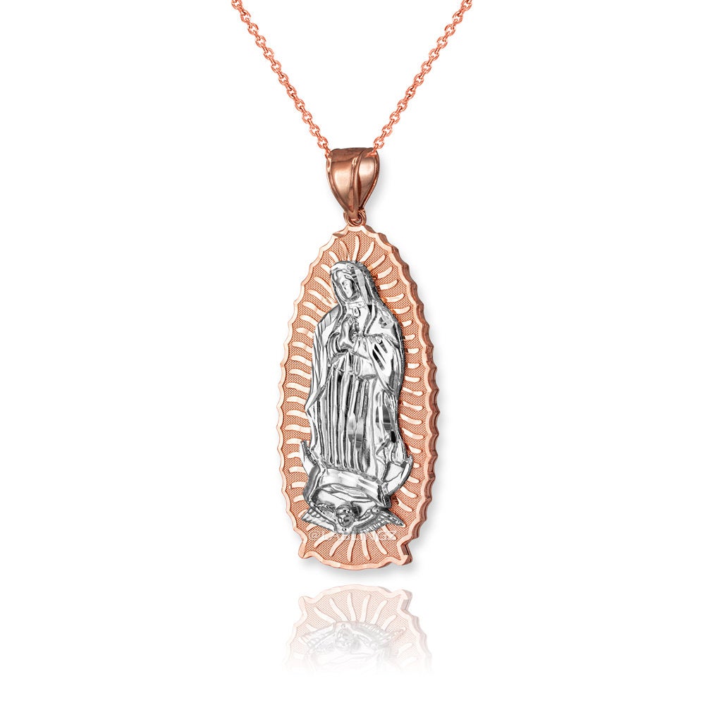 Gold Our Lady of Guadalupe Virgin Mary Pendant Necklace (10k, 14k, yellow, white, rose, 2-tone) Karma Blingz